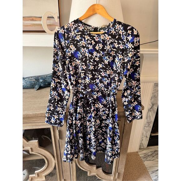 Shoshanna Silk Abstract Print Dress in Blue and Black Size 4 - Picture 1 of 10